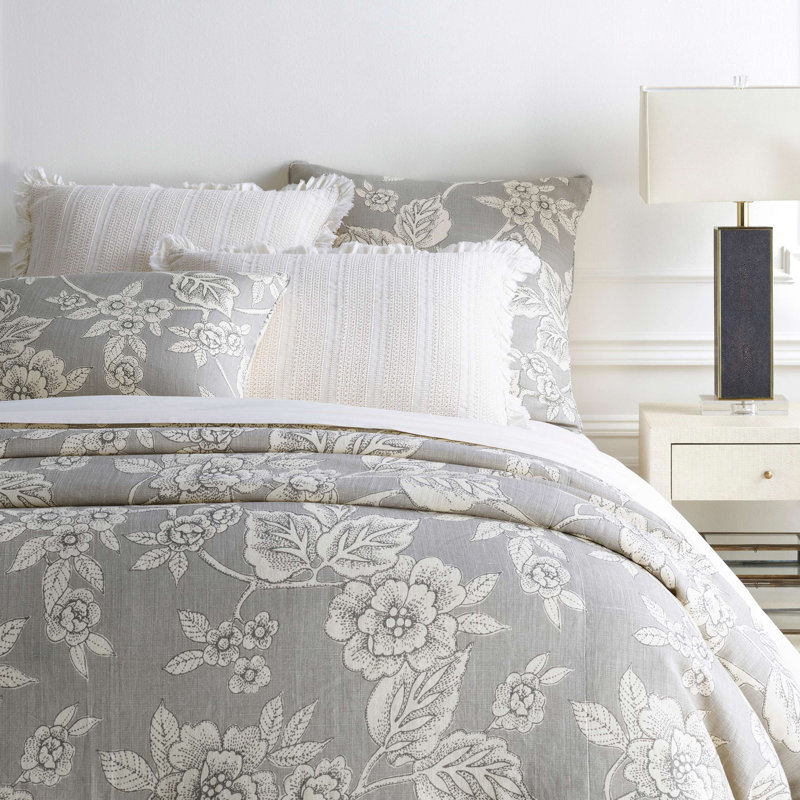 Pine Cone Hill Charlotte Gray Floral Linen Duvet Cover Perigold